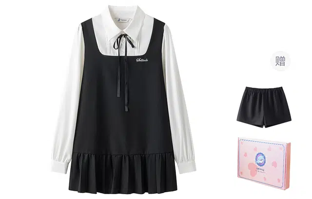 东鲸岁时记 优雅日常简约气质女设计感显瘦小个子基础款裙子毕业季长袖连衣裙 女款 礼盒装