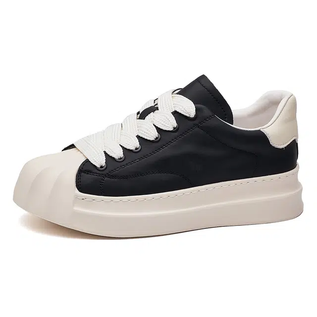 头层牛皮 潮流真皮贝壳头轻便百搭休闲运动 防水透气增高 低帮 板鞋 男款