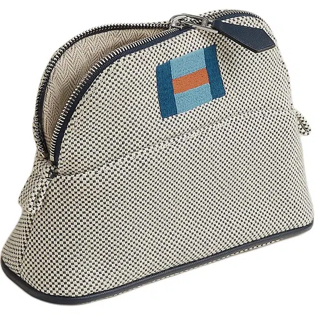 Hermes Bolide Casaque Ocean Blue Beige Mini Pouch