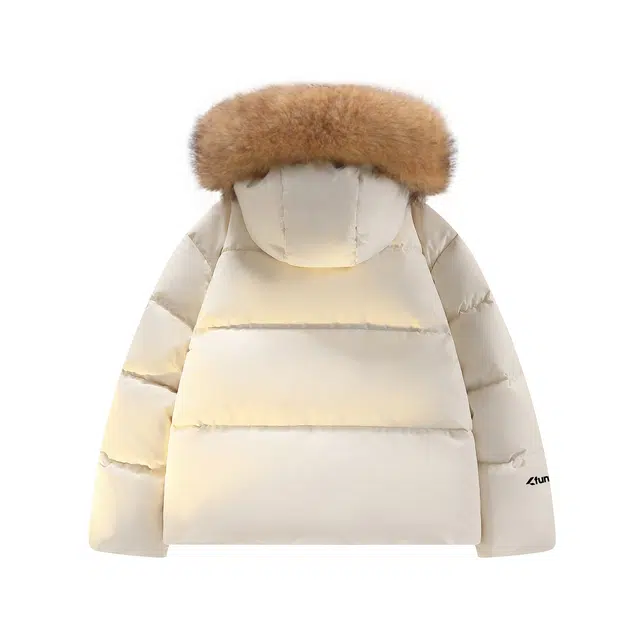 鸭鸭 美式复古风潮流可拆卸毛领加厚棉服短款版型耐磨面料保暖舒适时尚拉链学院风连帽外套显瘦潮流无性别宽松百搭长袖羽绒服 男女同款