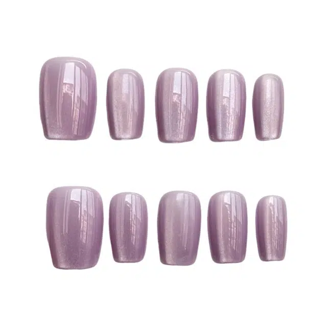 轻迎 国风水墨设计  穿戴甲 短梯紫色晕染 猫眼