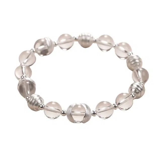 素图 拼接精致小众设计高级感#好运天然 白水晶 手串串珠 男女同款情侣款