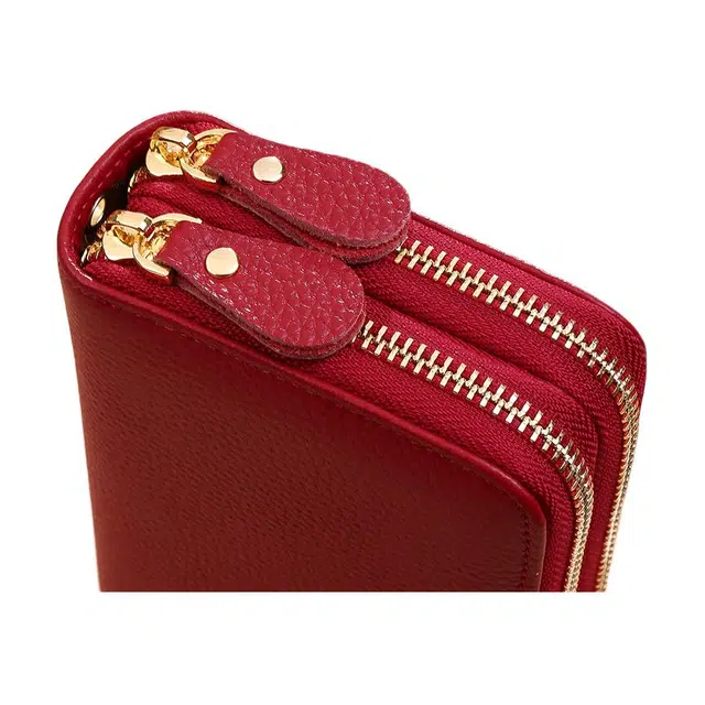 歌若拉 多卡位双拉链 牛皮 钱包 女款 多色