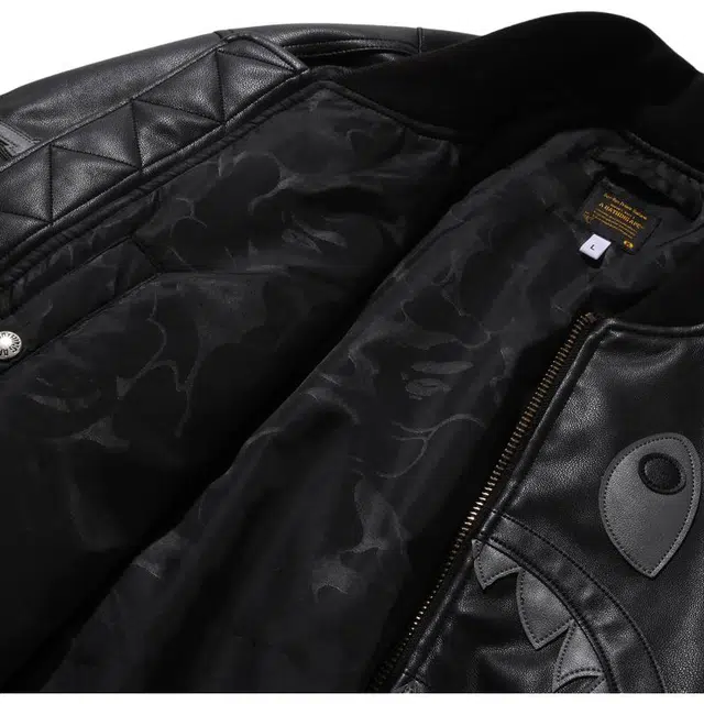 A Bathing Ape FW25 Shark Leather Flight Jacket