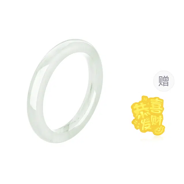 老凤祥 姣姣温柔 新中式复古文艺大方经典气质百搭旗袍汉服搭配 贵妃镯宫廷风 天山翠 手镯 女款