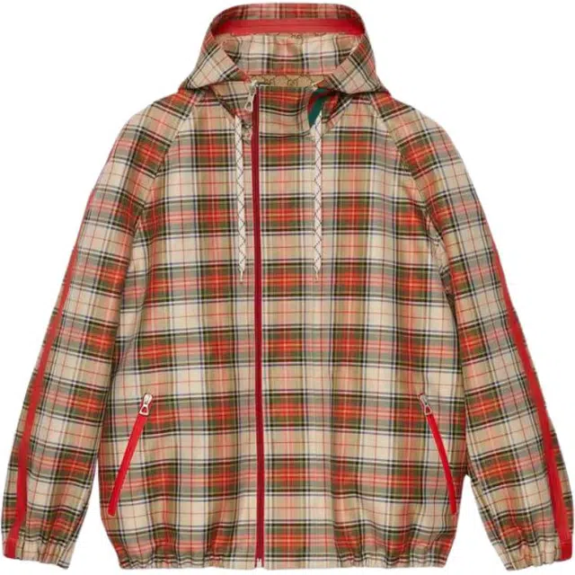 Gucci SS23 Checkered Hooded Jacket Brown