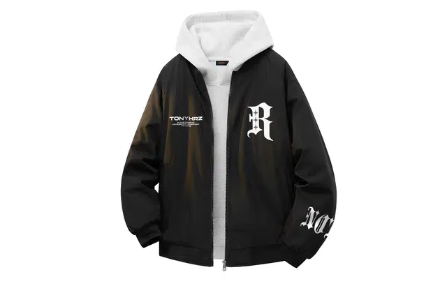 TONYKRZ Gothic Letter Print Bomber Jacket