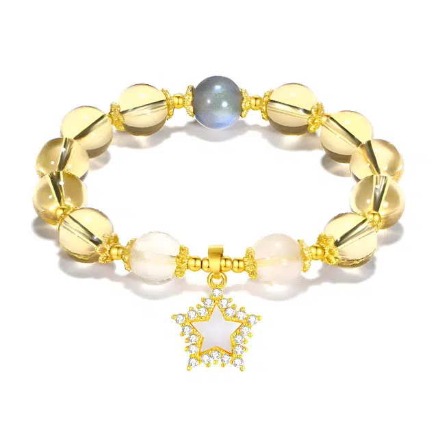 【普陀山已过香】 普陀山文创 八方来财新中式闪耀星芒金玉满堂转运珠小众设计轻奢高级感百搭时尚#好运 黄水晶 手串 男女同款情侣款