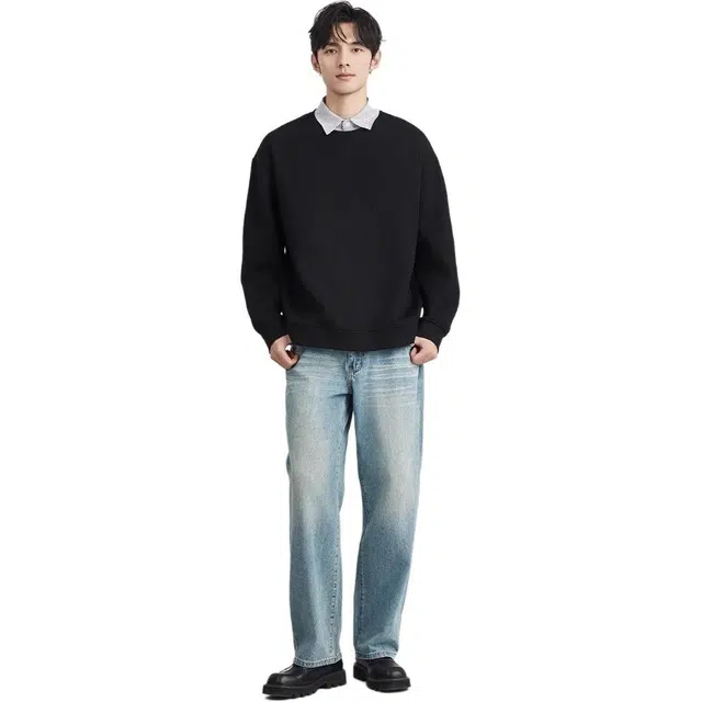 独驰 假两件翻领设计感套头卫衣 男款