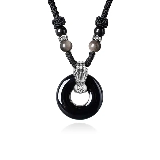 中国黄金 央创时尚 貔貅平安扣手编绳 国潮新中式 百搭简约 礼物 礼盒 玉髓 项链 男女同款情侣款