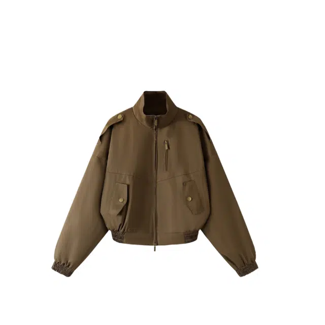 苏九儿 美式工装翻领高级感休闲百搭立领开衫夹克 女款