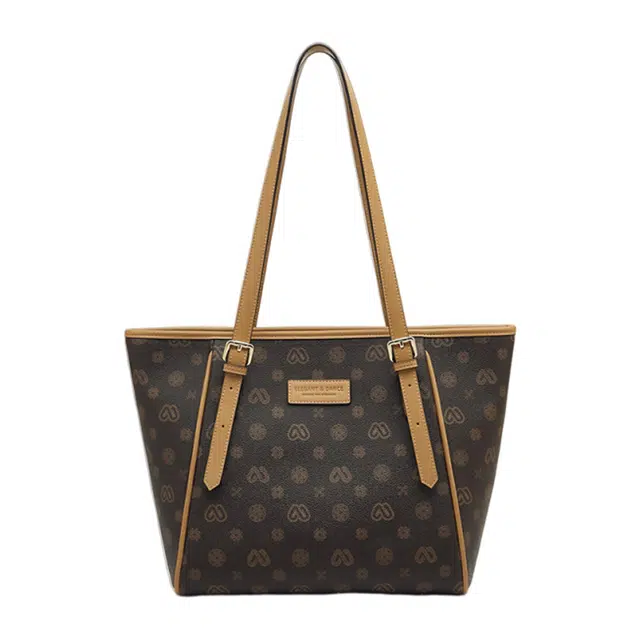 老人头 复古大容量实用大气百搭上班上课逛街通勤托特包 合成革 腋下单肩包手提包 大号 女款 咖色