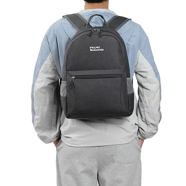 埃尔蒙特 可折叠轻便登山日常通勤跑步运动 聚酯纤维 双肩包 男女同款情侣款 黑色/灰色