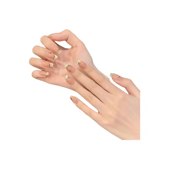 凡泽 樱桃猫眼  穿戴甲 中梯短梯金色渐变 法式