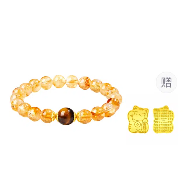 【福运亨通】中国黄金 珍·尚银 新中式招财纳福 国潮 时来运转 国风优雅 百搭吸金 事业有成 好运 礼盒 水晶 手串 女款