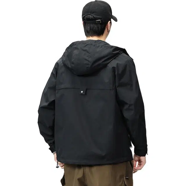 希越 春季外套男款春秋季美式高街工装上衣潮流百搭宽松连帽夹克 男款