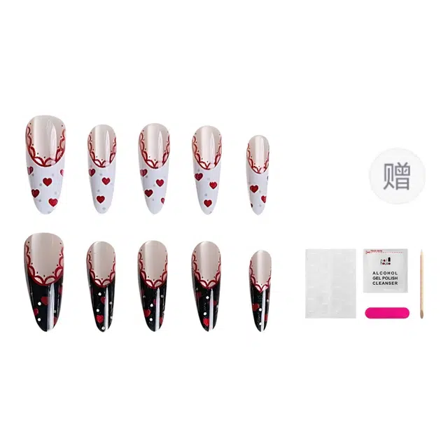 嘉比兔 红桃皇后可拆卸式  穿戴甲 杏仁纯色渐变 新中式