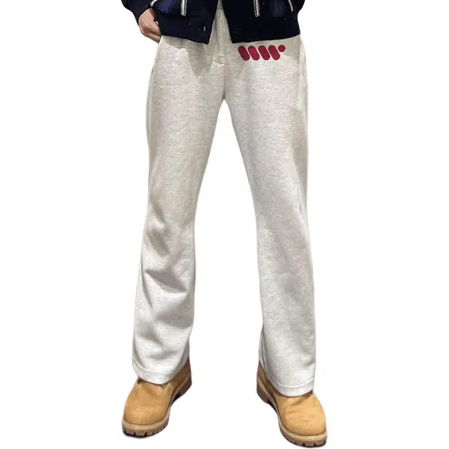 徐百货 美式加绒加厚休闲卫裤高街潮牌小众设计印花秋冬款长裤潮流宽松百搭针织运动裤 男女同款