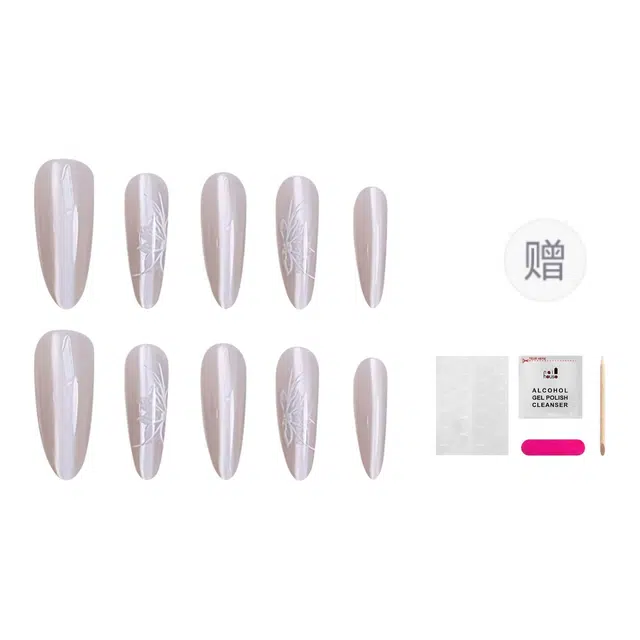 嘉比兔 玉面碟可拆卸式  穿戴甲 杏仁纯色裸色 新中式