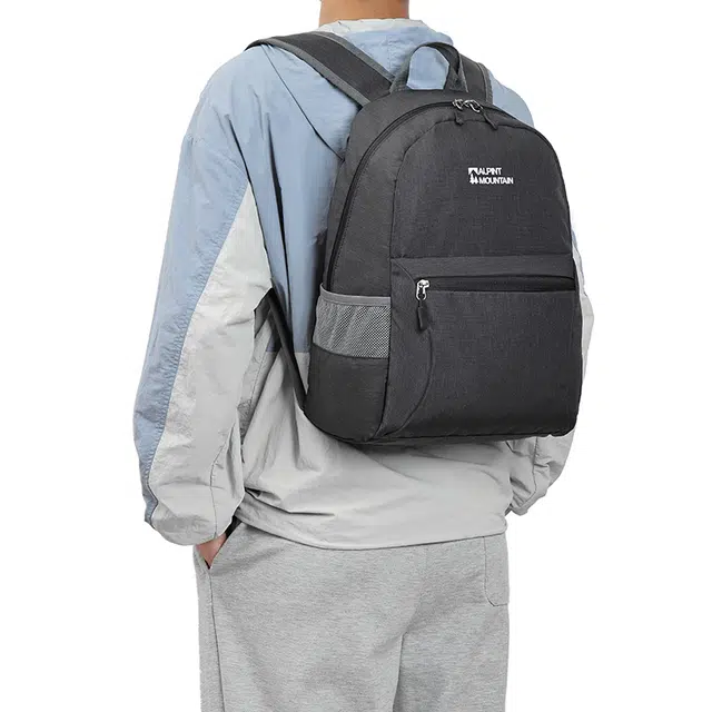 埃尔蒙特 可折叠轻便登山日常通勤跑步运动 聚酯纤维 双肩包 男女同款情侣款 黑色/灰色