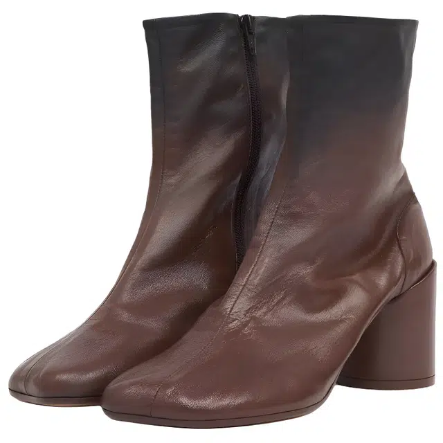 MM6 Maison Margiela Lambskin Zip Ankle Boots 9cm Brown
