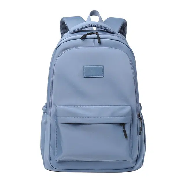 艾妮兔 旅行大容量初高中大学生简约拉链开合 涤纶（聚酯纤维） 书包背包双肩包 大号 男女同款情侣款 蓝/白/粉/灰/黑
