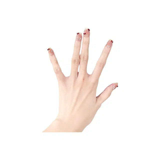 奥兰诺 樱桃立体美甲金色法式猫眼穿戴甲美甲甲片高级感穿戴甲纯欲  梯型粉色裸色