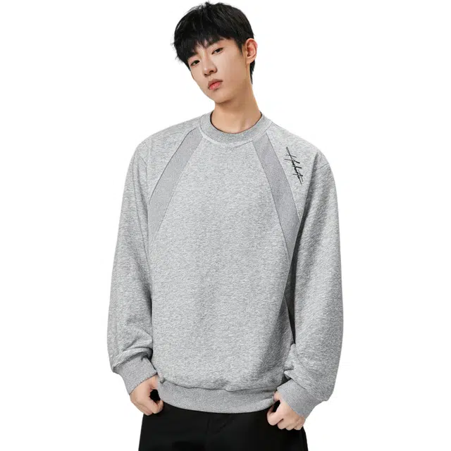 火火兔 美式分割设计弧形解构螺纹线条拼接硬挺宽松显肩宽大码可穿打底衫高级感潮牌运动通勤无性别主义秋冬套头长袖卫衣 男女同款