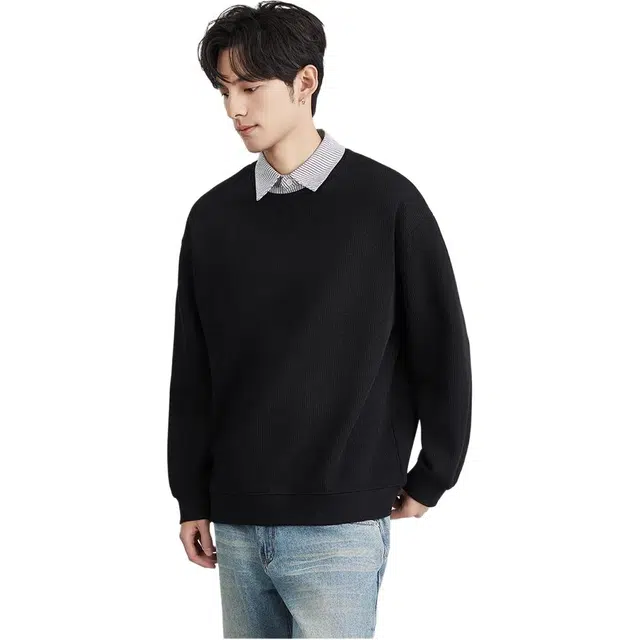 独驰 假两件翻领设计感套头卫衣 男款