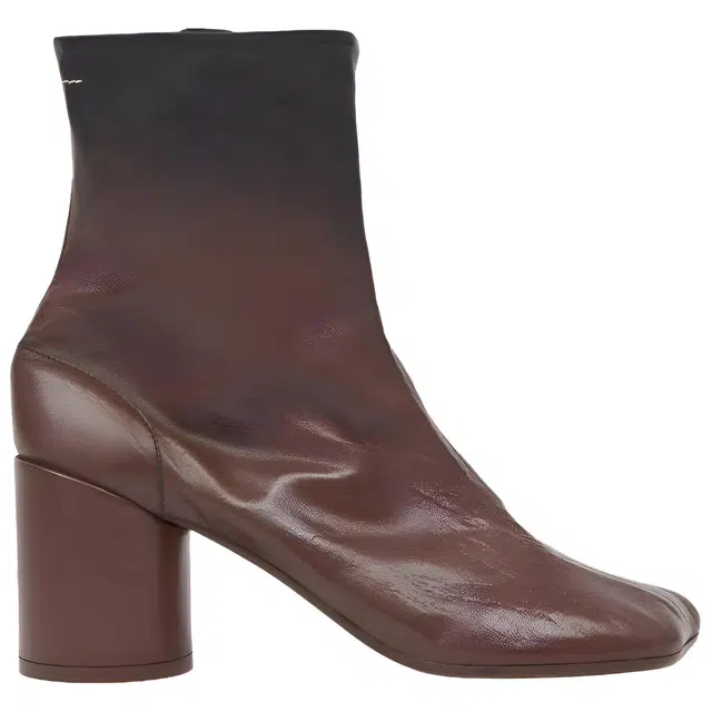 MM6 Maison Margiela Lambskin Zip Ankle Boots 9cm Brown