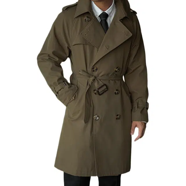 唔刃 工装美式复古经典战壕防风风衣 男款