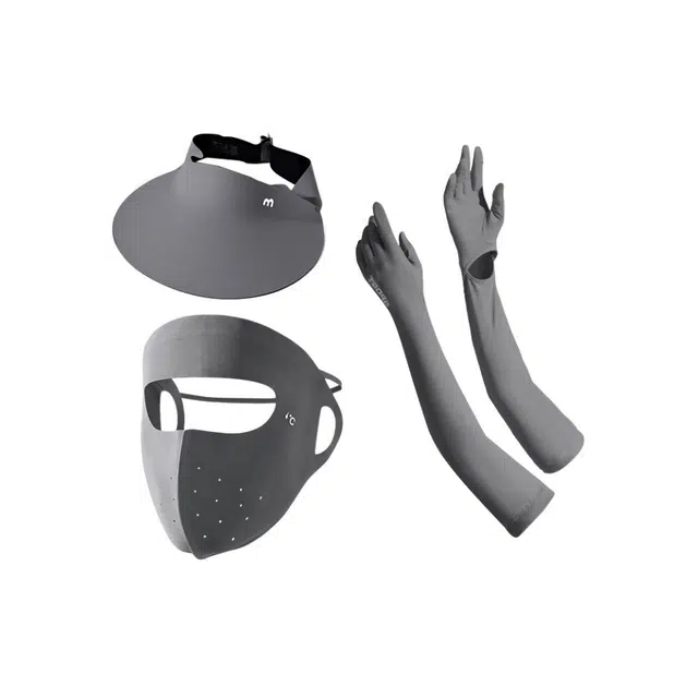 南极人 空顶遮阳帽夏季无痕一体防紫外线遮全脸口罩太阳帽冰丝面罩户外骑行开车冰袖手套全方位防护透气 轻薄款 防晒帽 男女同款情侣款