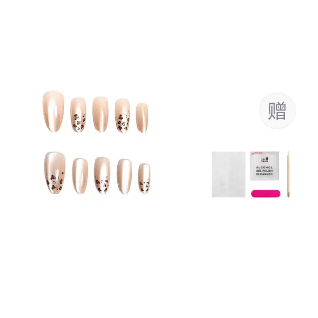 嘉比兔 指尖豹纹可拆卸  穿戴甲 短梯纯色跳色 新中式