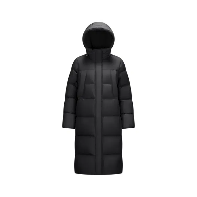 森马 纯色连帽长款简约舒适羽绒服 女款