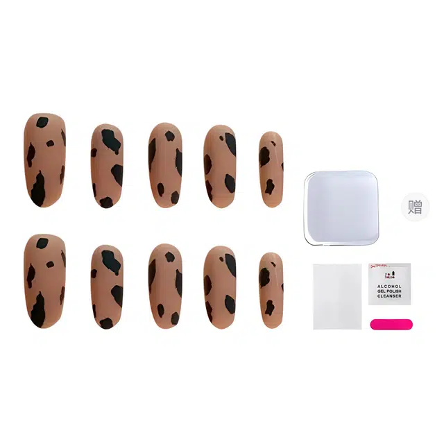 嘉比兔 黑斑磨砂豹纹  穿戴甲 椭圆棕色晕染 纯欲