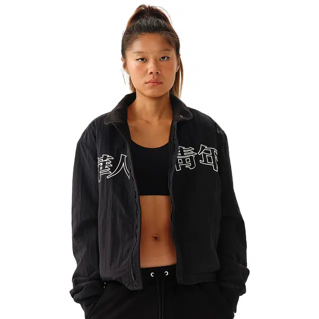 华人青年 两面穿绒里运动秋冬外套宽松立领夹克 男女同款