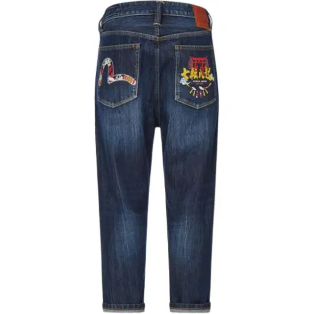 EVISU Seagull Print Cropped Jeans
