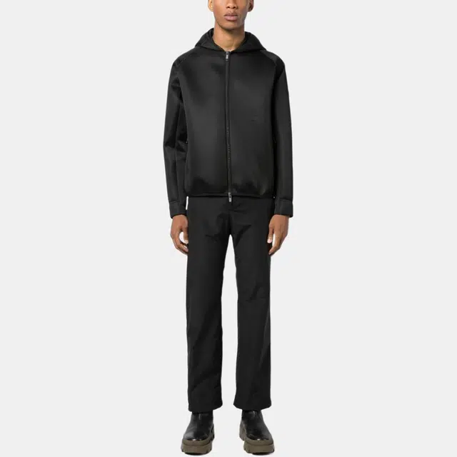 Moncler Neoprene Zip-Up Hoodie
