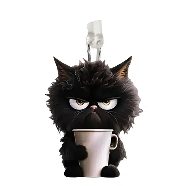 零界 小黑猫 创意手机防尘塞 小书包可爱时尚潮流装饰 亚克力 挂件 男女同款情侣款