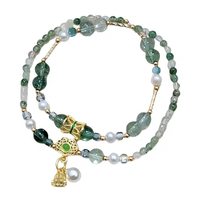 【禁止焦绿】 指尖瑰宝 守护健康招财纳福拒绝焦虑情绪稳定财源滚滚招财进宝万事如意好运顺利平安喜乐#好运天然 绿发晶 手串 女款