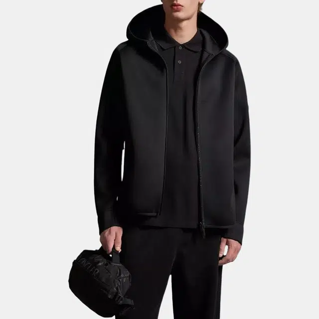 Moncler Neoprene Zip-Up Hoodie