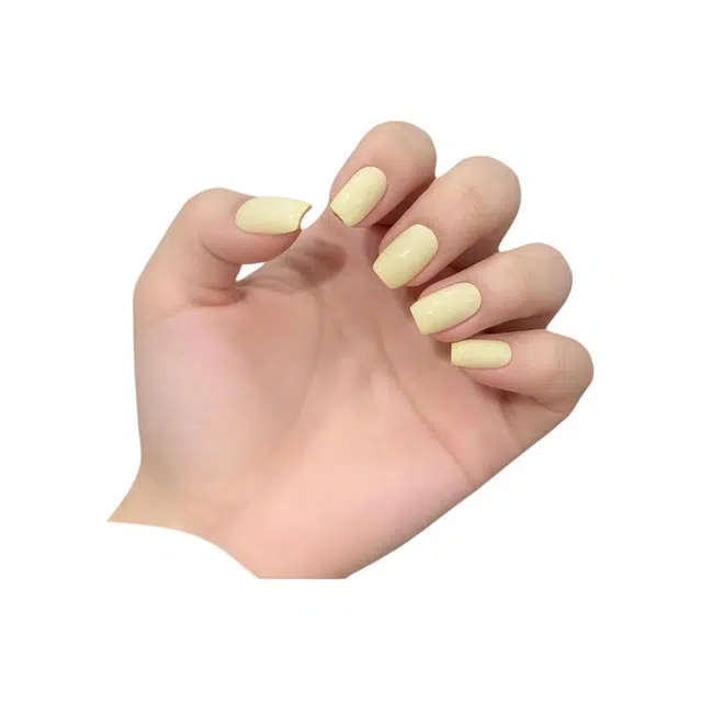 计轩 小鸡黄流行爆款小鸡黄嫩黄色甜美简约美甲可爱少女心  中梯短梯黄色纯色 可爱