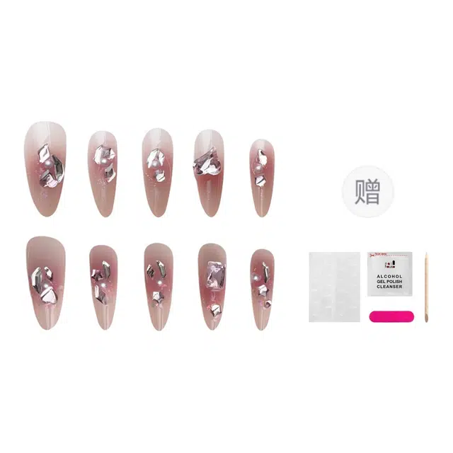 嘉比兔 散落星河满钻  穿戴甲 长款朱红渐变 纯欲 气质高级百搭可拆卸