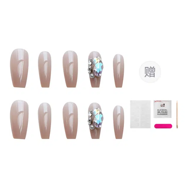 嘉比兔 物化天宝简约镶钻  穿戴甲 中梯裸色纯色 纯欲