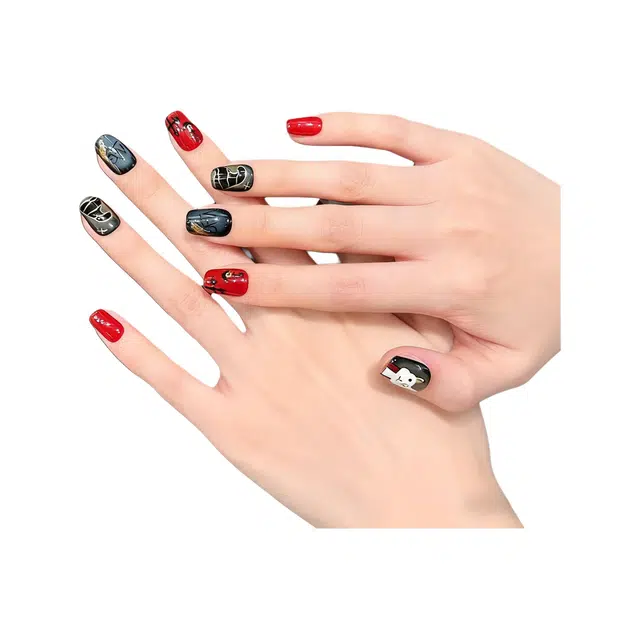 韵月乔 大眼兔手绘动漫卡通可爱显白  穿戴甲 短短梯暗系跳色