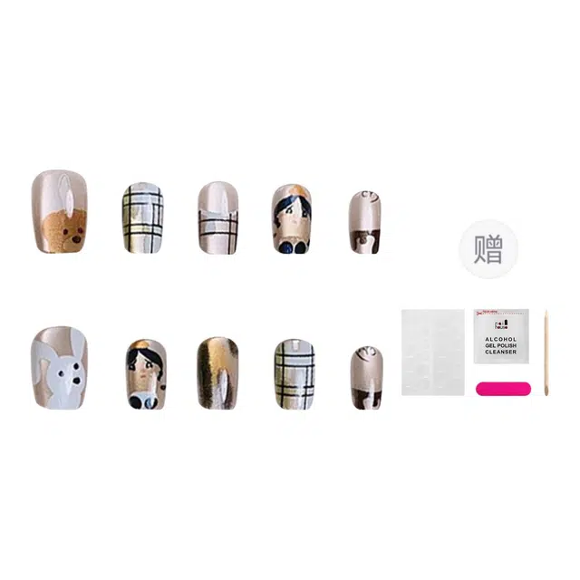 嘉比兔 公主小兔  穿戴甲 短梯纯色晕染 新中式