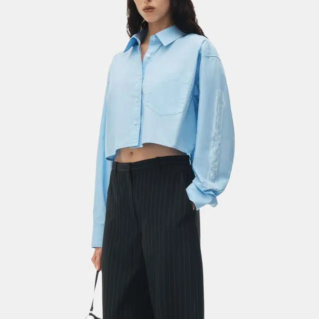 alexander wang Halo Print Cropped Button-Up Shirt