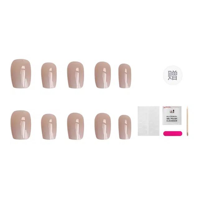 嘉比兔 可拆卸美甲贴片  穿戴甲 短短梯乳白渐变 可爱