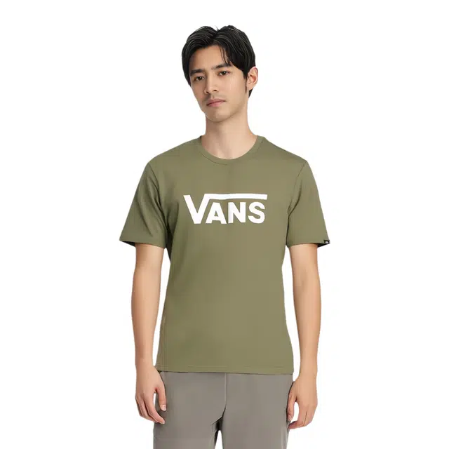 Vans Letter Print Crew Neck T-Shirt Green
