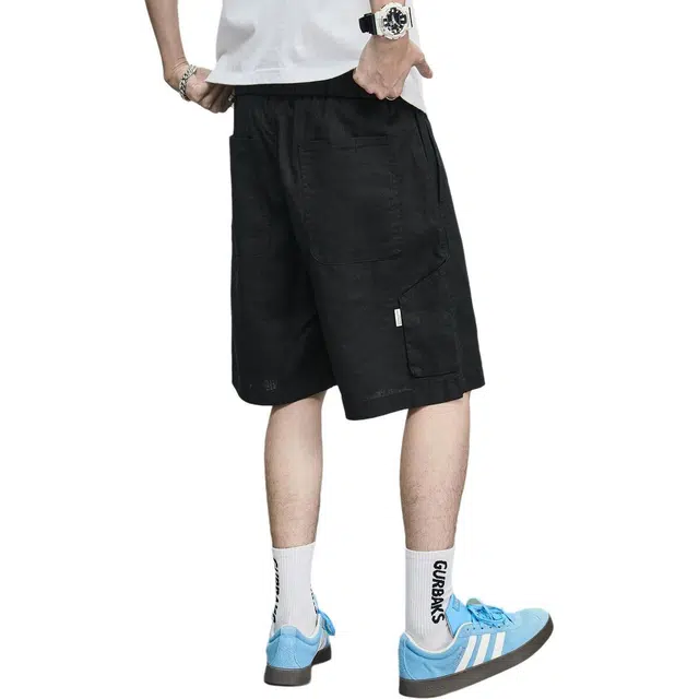 童先森 薄款舒适百搭纯色透气潮牌五分休闲短裤 男款